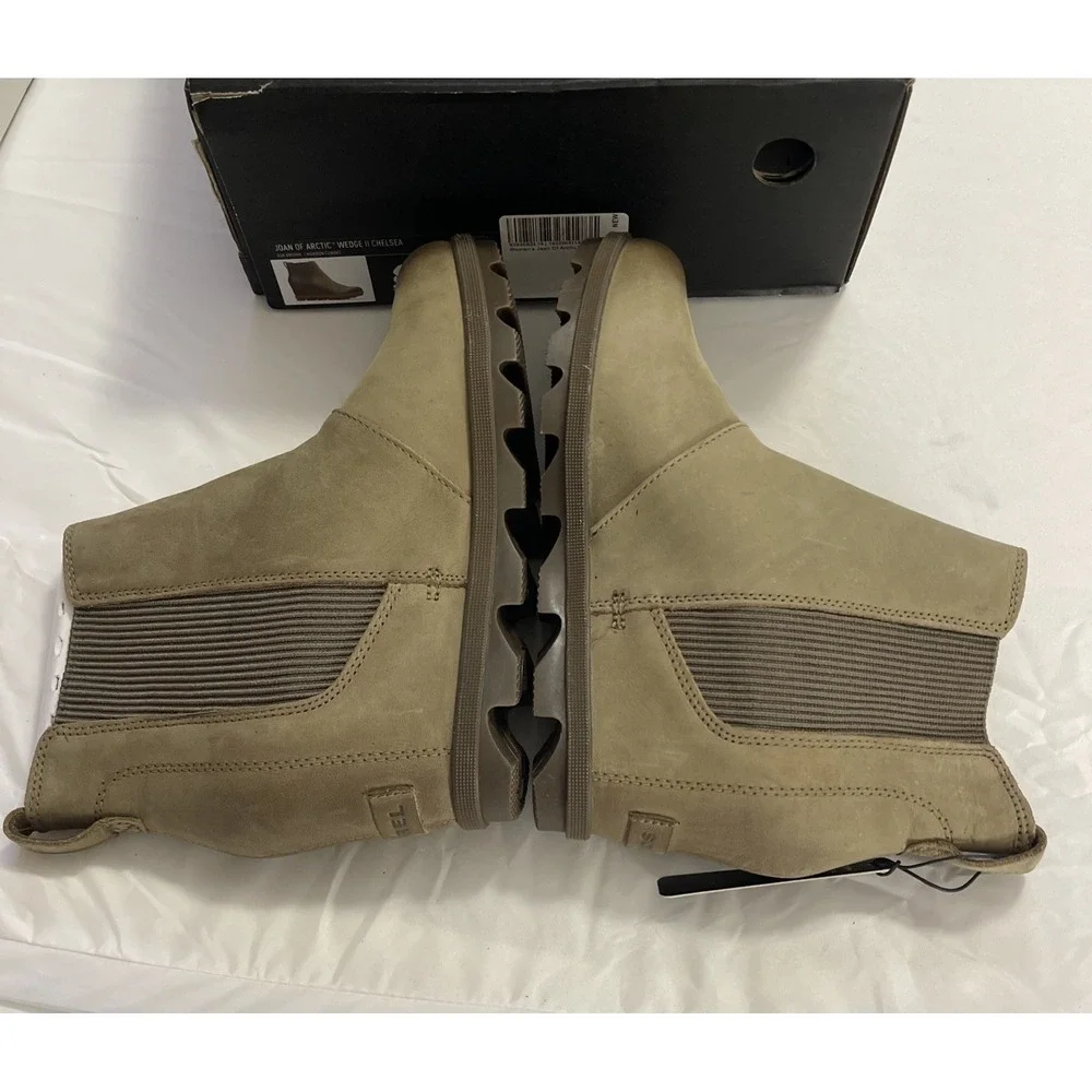 Sorel Women Sz 10 Waterproof Joan Of Arctic Wedge II Chelsea Boots Ash Brown Fun